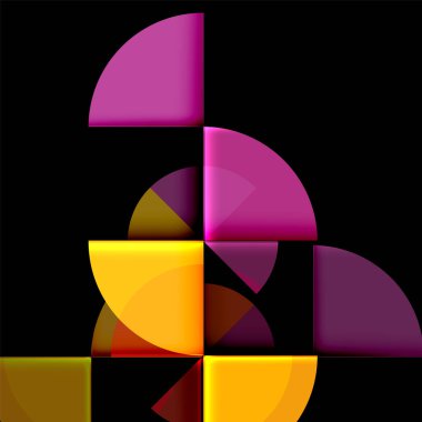 Siyah arka plan üzerine daire öğeleri