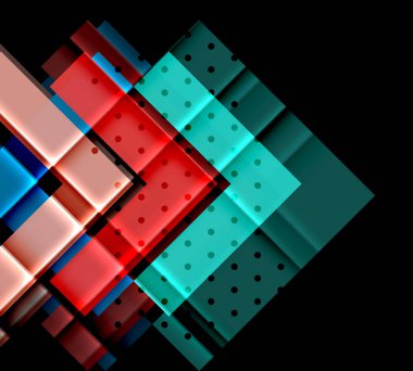 Renkli üçgenler ve oklar koyu arka plan üzerinde