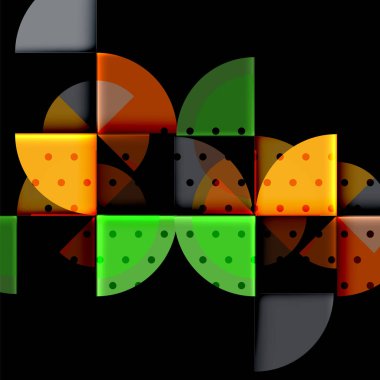 Siyah arka plan üzerine daire öğeleri