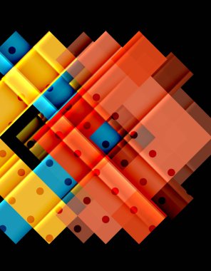 Renkli üçgenler ve oklar koyu arka plan üzerinde