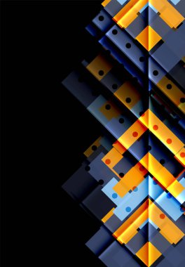 Renkli üçgenler ve oklar koyu arka plan üzerinde