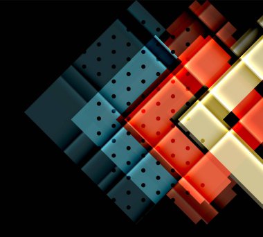 Renkli üçgenler ve oklar koyu arka plan üzerinde