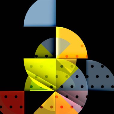 Siyah arka plan üzerine daire öğeleri