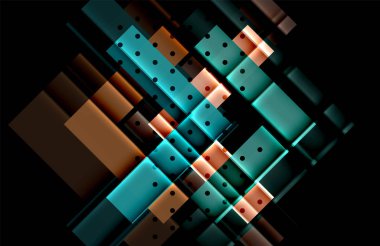 Renkli üçgenler ve oklar koyu arka plan üzerinde