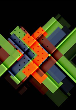 Renkli üçgenler ve oklar koyu arka plan üzerinde