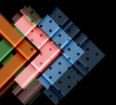 Renkli üçgenler ve oklar koyu arka plan üzerinde