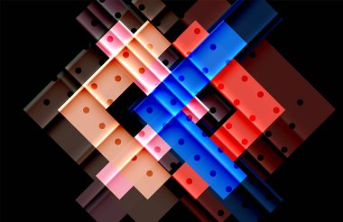 Renkli üçgenler ve oklar koyu arka plan üzerinde