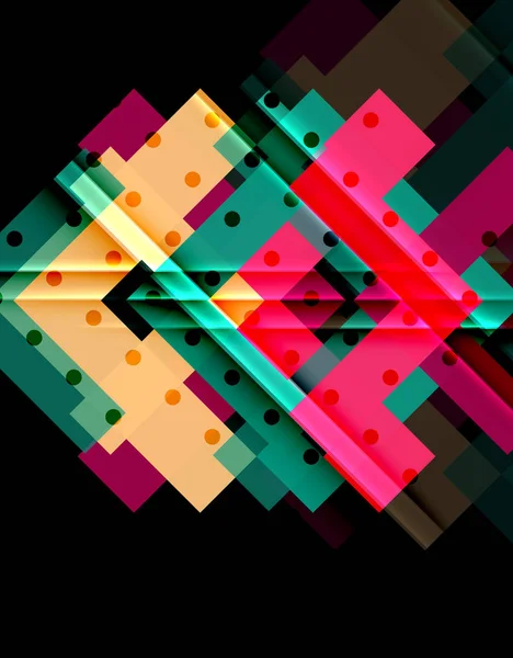 Šipky na tmavém pozadí a barevné trojúhelníky — Stockový vektor