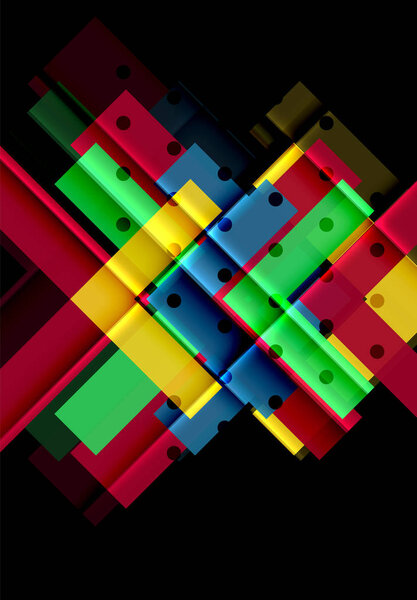 Цветные треугольники и стрелки на темном фоне
