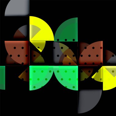 Siyah arka plan üzerine daire öğeleri