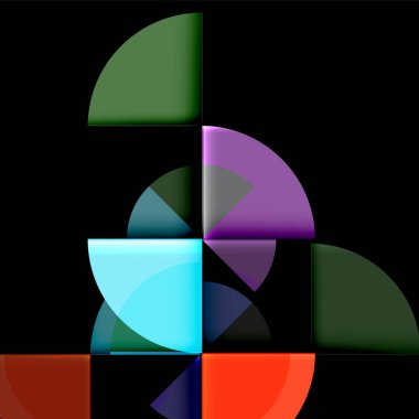 Siyah arka plan üzerine daire öğeleri