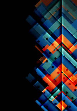 Renkli üçgenler ve oklar koyu arka plan üzerinde