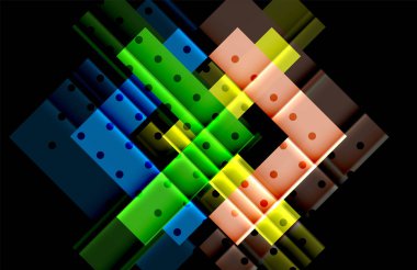 Renkli üçgenler ve oklar koyu arka plan üzerinde