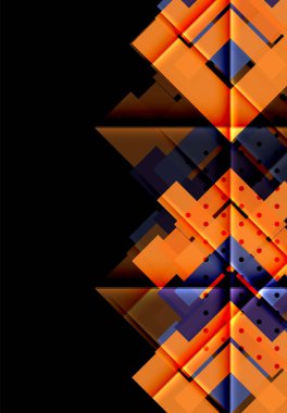 Renkli üçgenler ve oklar koyu arka plan üzerinde