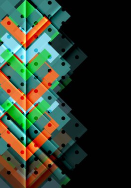 Renkli üçgenler ve oklar koyu arka plan üzerinde