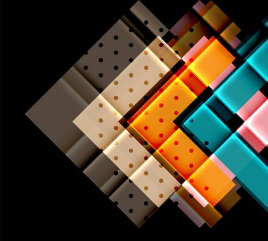 Renkli üçgenler ve oklar koyu arka plan üzerinde