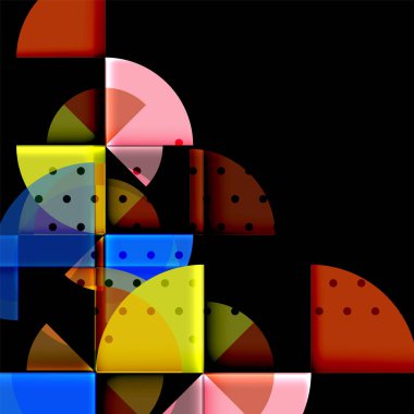 Siyah arka plan üzerine daire öğeleri