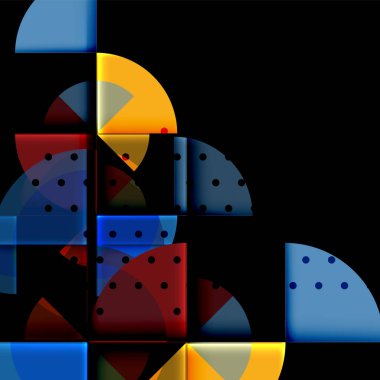 Siyah arka plan üzerine daire öğeleri