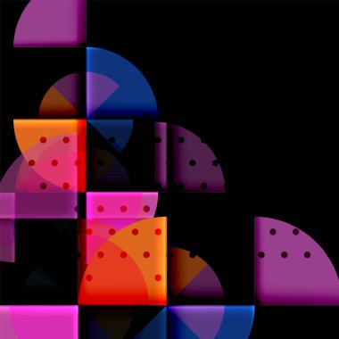 Siyah arka plan üzerine daire öğeleri