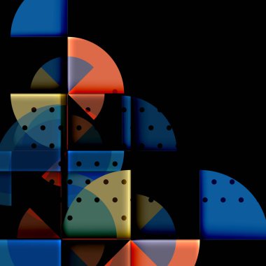 Siyah arka plan üzerine daire öğeleri