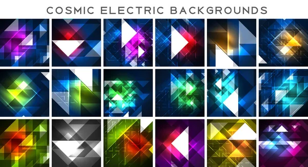 Mega collection of cosmic electric backgrounds — Stock Vector