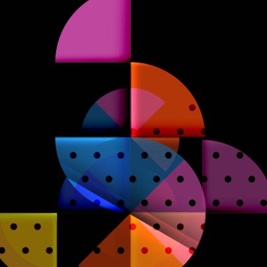 Siyah arka plan üzerine daire öğeleri