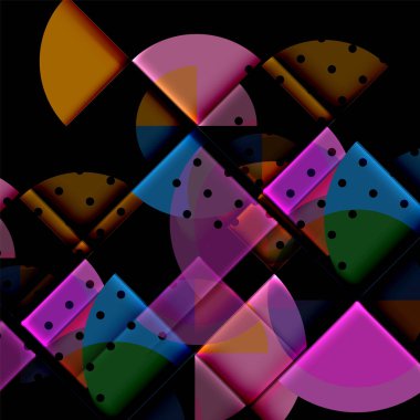 Siyah arka plan üzerine daire öğeleri