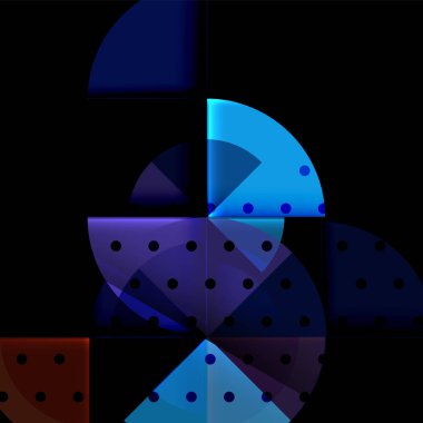 Siyah arka plan üzerine daire öğeleri