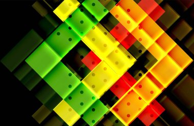 Siyah arka plan üzerinde renkli oklar