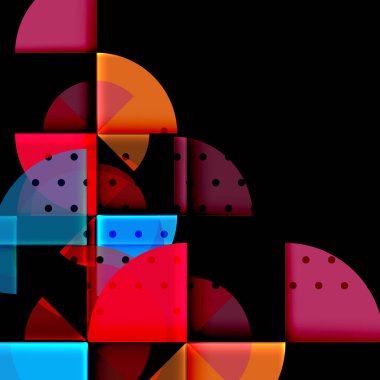 Siyah arka plan üzerine daire öğeleri