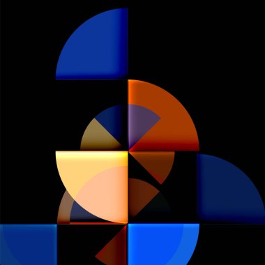 Siyah arka plan üzerine daire öğeleri