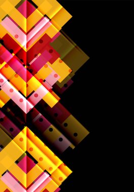 Renkli üçgenler ve oklar koyu arka plan üzerinde