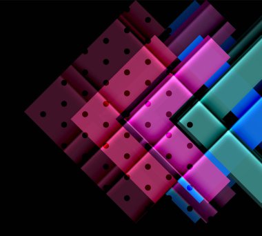 Renkli üçgenler ve oklar koyu arka plan üzerinde