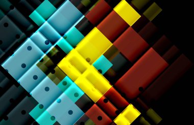 Renkli üçgenler ve oklar koyu arka plan üzerinde