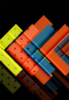 Renkli üçgenler ve oklar koyu arka plan üzerinde