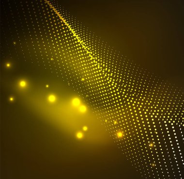 parlayan parçacıkların 3D ışıklı dalga