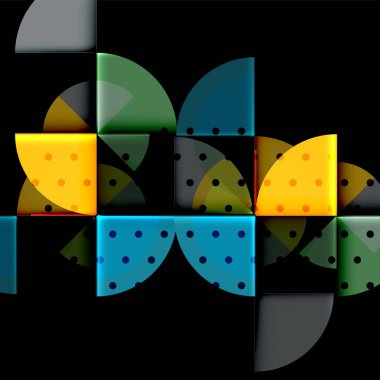 Siyah arka plan üzerine daire öğeleri