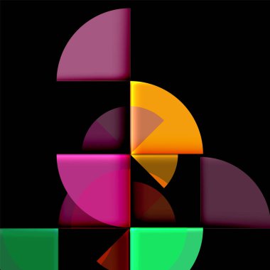 Siyah arka plan üzerine daire öğeleri