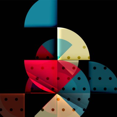 Siyah arka plan üzerine daire öğeleri