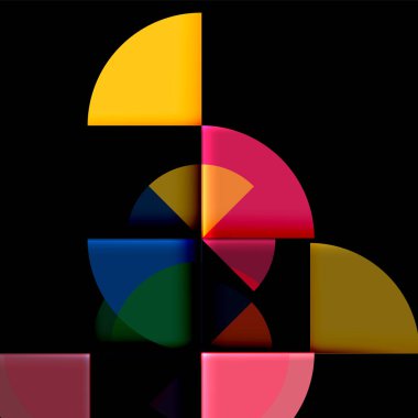 Siyah arka plan üzerine daire öğeleri