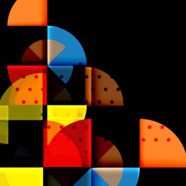 Siyah arka plan üzerine daire öğeleri