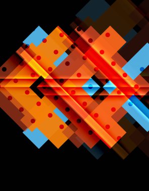 Renkli üçgenler ve oklar koyu arka plan üzerinde