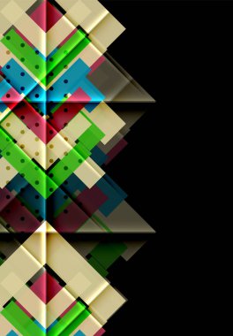 Renkli üçgenler ve oklar koyu arka plan üzerinde