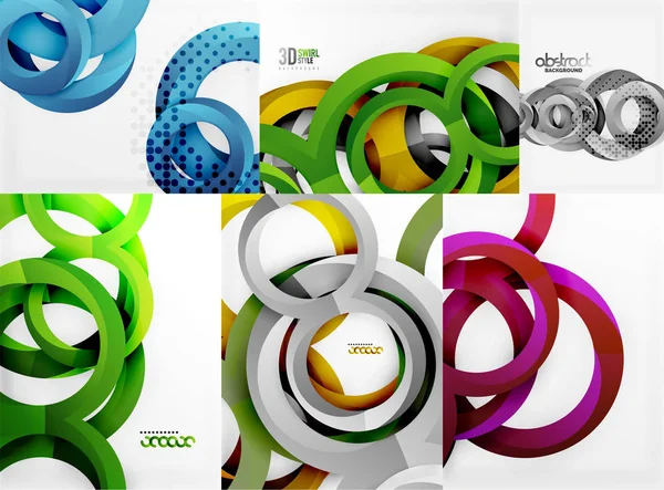 Cercles et anneaux 3d, ensemble de fond numérique vectoriel — Image vectorielle