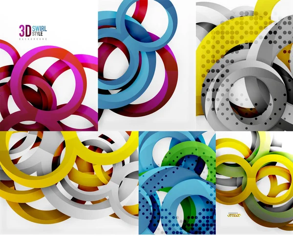 3D cirkels, ringen, vector digitale achtergrond instellen — Stockvector