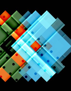 Renkli üçgenler ve oklar koyu arka plan üzerinde