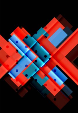 Renkli üçgenler ve oklar koyu arka plan üzerinde