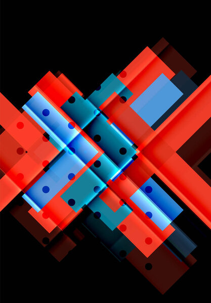 Цветные треугольники и стрелки на темном фоне
