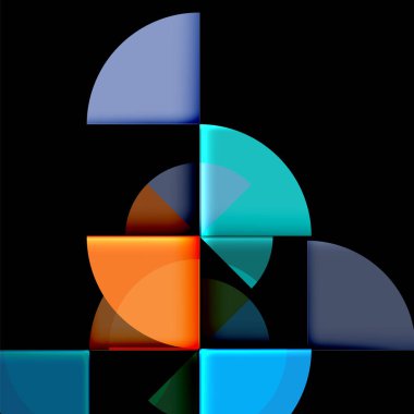 Siyah arka plan üzerine daire öğeleri