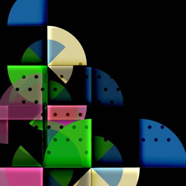 Siyah arka plan üzerine daire öğeleri